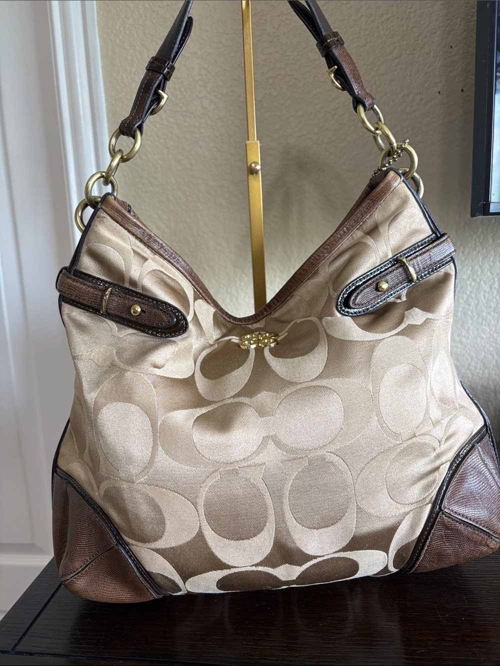 Coach Signature Glam Hobo Tote